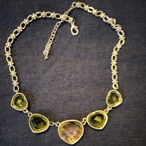 3 for💲25🌟pinkish & green stones silver-tone metal necklace NAPIER